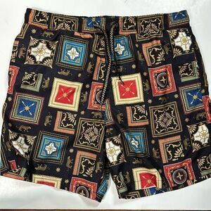 Men’s  Surf Society Emblem Print Swim Trunks board shorts Size large